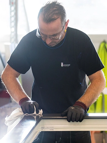 Jobba hos preconal-underhåll av dörr