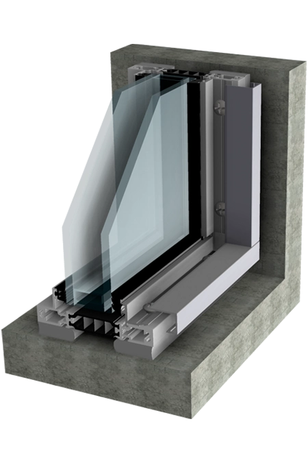Hansen Millennium - Glasparti - Glasfasa - fönster aluminium - 3D snitt